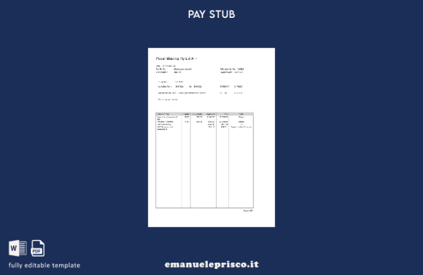 modello di busta paga Power Bblast in stile verificato